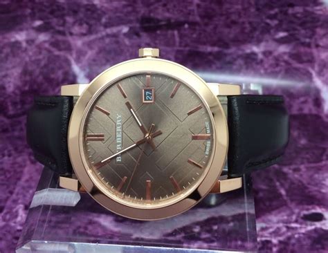 Burberry Men's BU9013 Large Check Brown Leather Strap Watch 